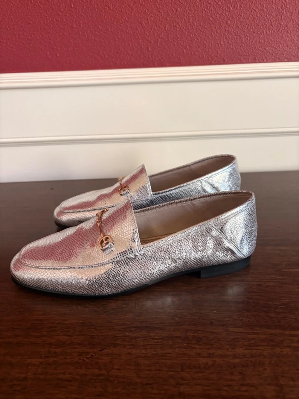 NWOT Sam Edelman Lorraine Bit Loafers | 8.5W | Silver Metallic Leather